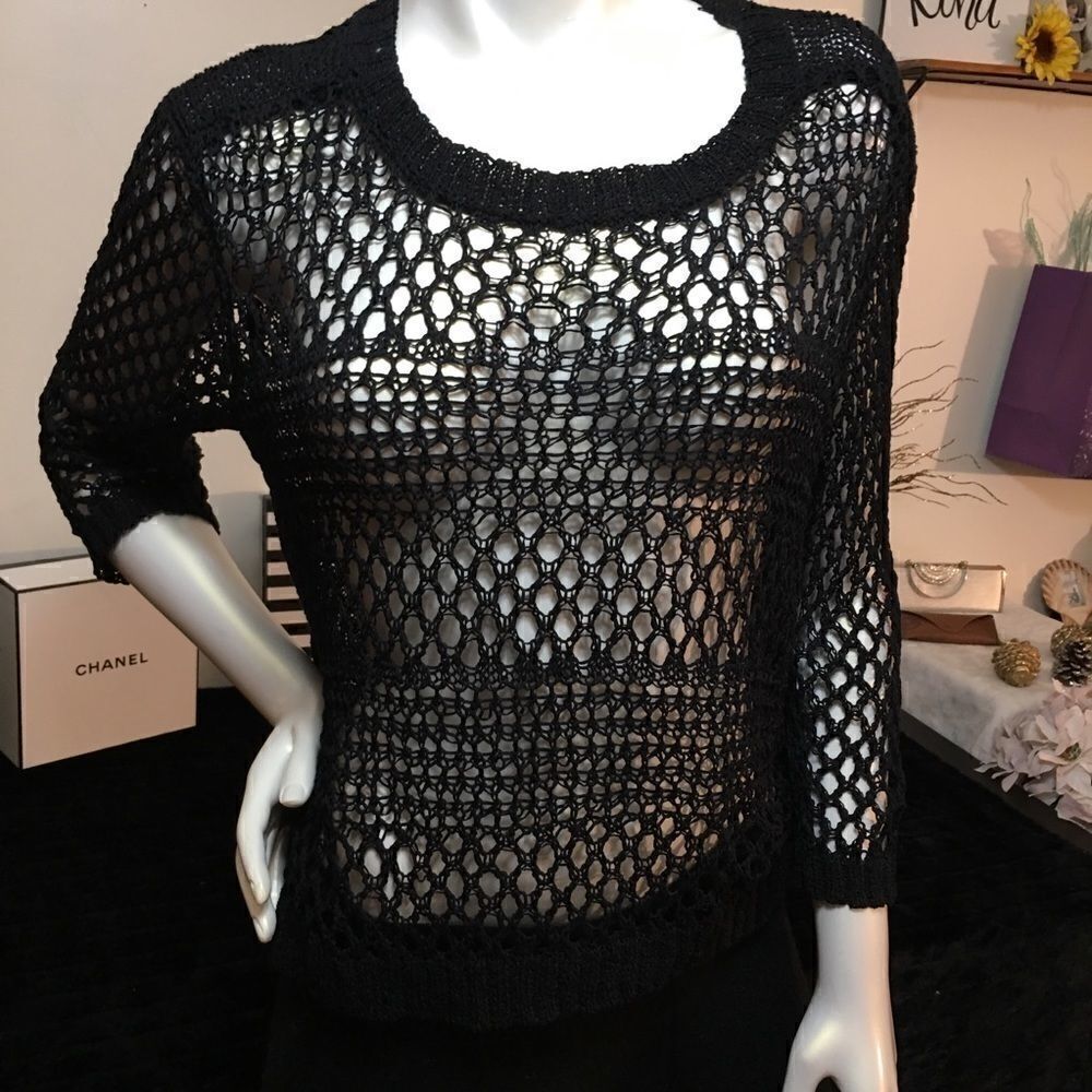 Christian Siriano silky crochet top